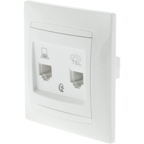 Prise RJ11 + RJ45 encastrées Zyna - Blanc - Zenitech