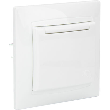 Prise Schuko à clapet encastrée - Blanc - Zyna - Zenitech
