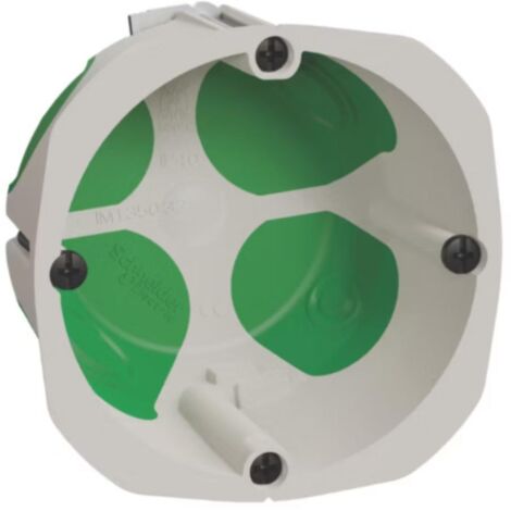 Schneider Electric – Boîte d'encastrement mural étanche IP44 Ø67mm 1 poste – Montage discret – Plastique rigide sans halogène – Entrées souples pour câbles