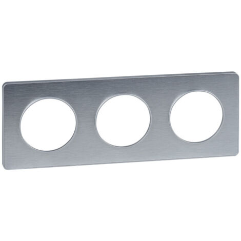 Plaque 3 postes entraxe 71mm aluminium - Odace Touch - Schneider