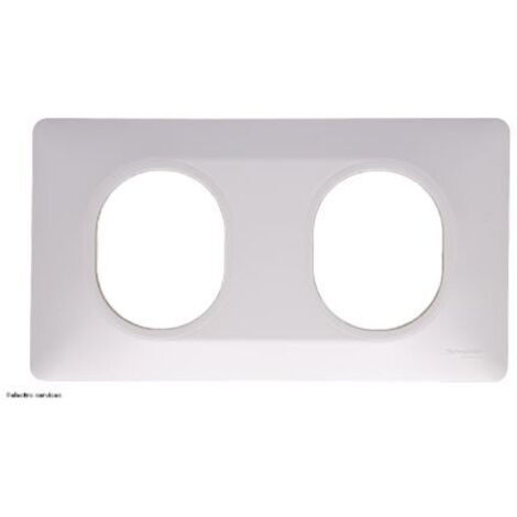 Plaque finition 2 postes horizontale Blanc entraxe 71 mm - Ovalis - Schneider