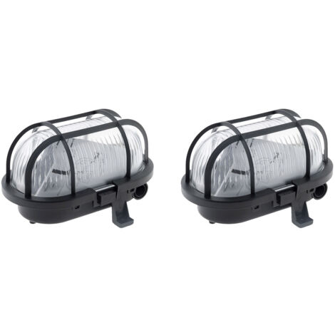Lot de 2 hublots ovales 60W IP44 E27 Classe II - noir - Zenitech (1/5)