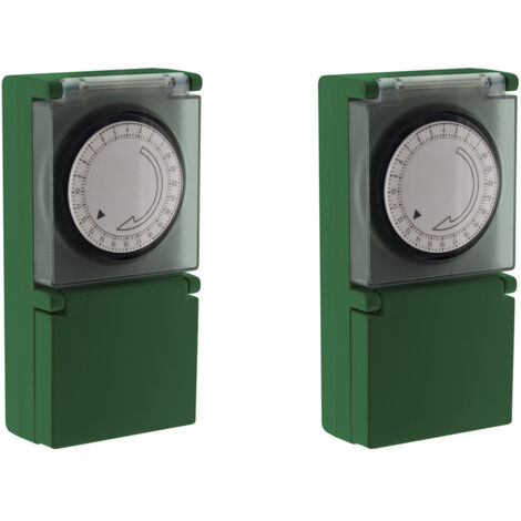 Otio – Lot de 2 programmateurs mécaniques étanches pour arrosage – Alimentation 230V – IP44 pour extérieur – Programmation 15 minutes