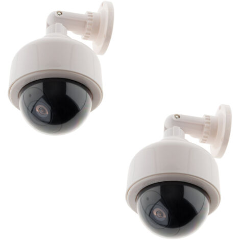 Otio – Lot de 2 caméras de surveillance extérieures factices avec LED rouge clignotant – Alimentation 3 piles AA – Angle de vision ajustable