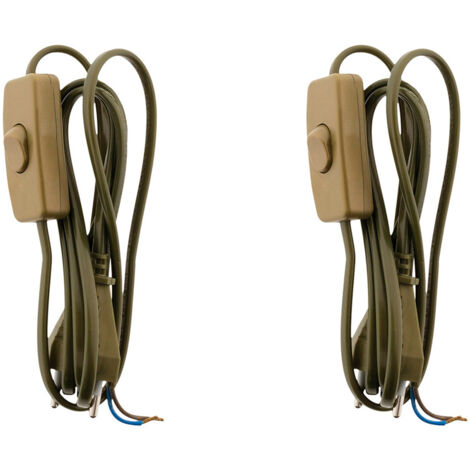 Lot de 2 cordons + interrupteur luminaire 1,5m - doré - Zenitech (1/5)