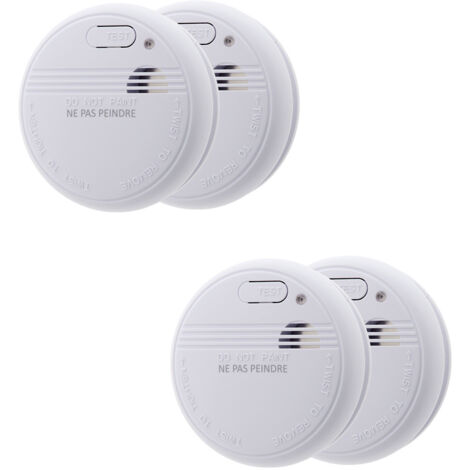 Otio – Lot de 4 détecteurs de fumée autonomie 3 ans – Installation sans fil – Alerte sonore puissante – Normes NF et EN 14604