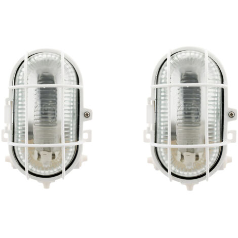 Lot de 2 hublots ovales 60W IP44 E27 Classe II - blanc - Zenitech (1/5)