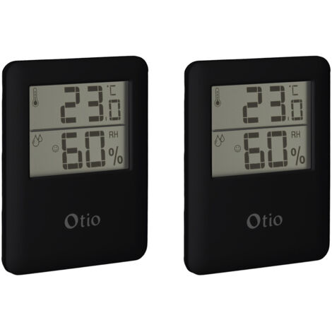 Lot de 2 thermomètres hygromètres magnétiques LCD - noir - Otio (1/5)