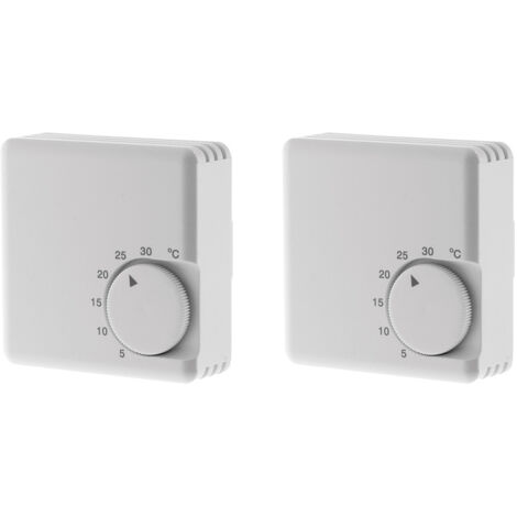 Otio – Lot de 2 thermostats mécaniques 5°C à 30°C – Blanc – Contact SPST – Intensité 10A – Pour chauffage électrique (1/5)