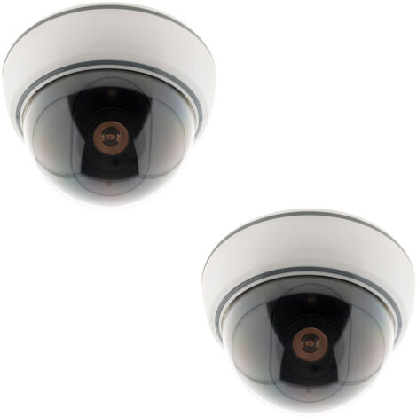 Otio – Lot de 2 caméras de surveillance factices intérieures – LED clignotant – Alimentation 3 piles AA – Installation simple sans câblage