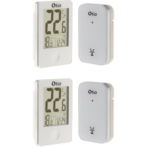 Lot de 2 thermomètres intérieur extérieur sans fil - blanc - Otio (1/5)