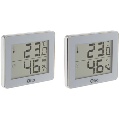 Lot de 2 thermomètres hygromètres blanc - écran LCD - Otio (1/5)