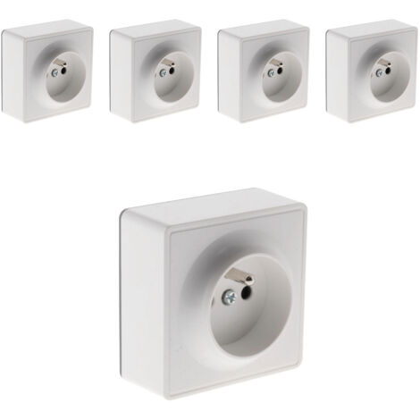 Lot de 5 prises simples saillie 2P+T blanc - Vulco - Zenitech