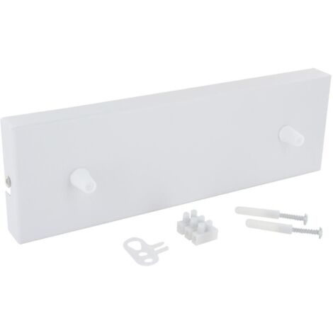 Chacon – Pavillon rectangulaire métallique blanc – Dimensions 300 x 95 x 25 mm – Pour luminaires suspendus personnalisés – Style industriel ou vintage (1/5)