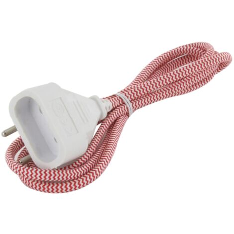 Rallonge électrique textile 1.5m - Rouge et Blanc - Chacon (1/4)