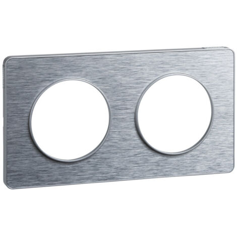 Schneider Electric – Plaque de finition Odace Touch 2 postes – Aluminium brossé avec liseré – Installation rapide et clipsable – Design moderne pour intérieur - S530804J