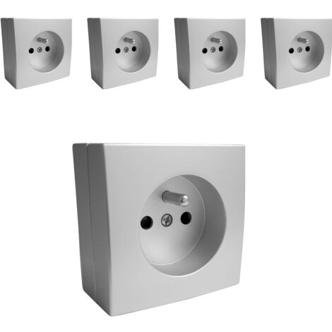Lot de 5 prises 2 pôles + terre Bel'Vue - Zenitech