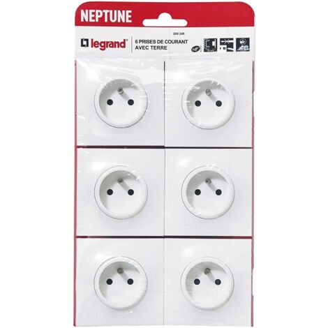 [JAMAIS UTILISÉ] Lot de 6 prises de courant 2P+T 16A complet - Neptune - Blanc - Legrand