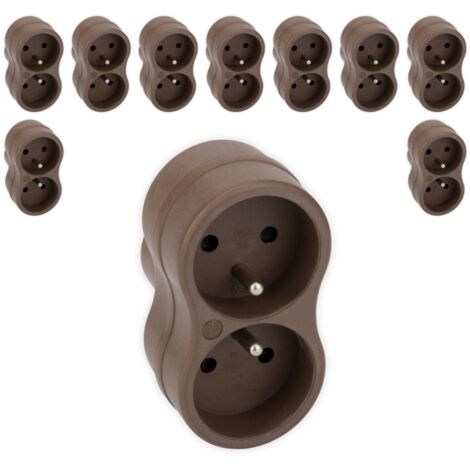 Lot de 10 biplites recyclées bioplastique - 2x16A - Taupe - Zenitech