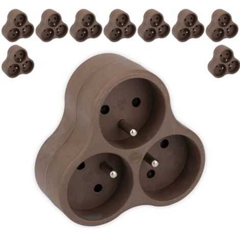 Lot de 10 triplites recyclées bioplastique - 3x16A - Taupe - Zenitech