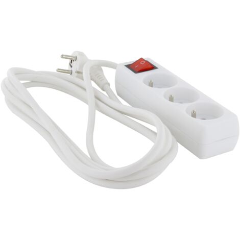 Bloc multiprise 3x16A + interrupteur - 3 m - Blanc - Chacon (1/3)