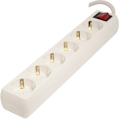 Multiprise 6x16 A + interrupteur - 1,5 m - Blanc - Chacon (1/3)