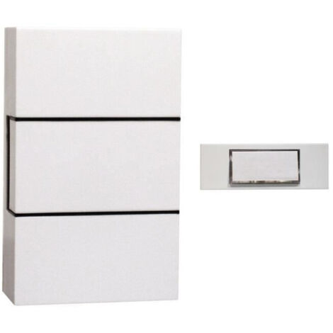 Chacon – Carillon filaire blanc avec bouton-poussoir rétroéclairé – Indice de protection IP44 – Transformateur intégré – Sonnerie ding dong (1/5)