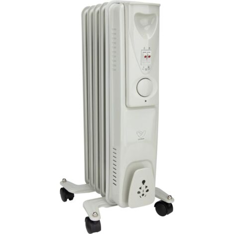 Voltman – Radiateur mobile bain d'huile 1000W – Chaleur inertielle silencieuse – 3 à 5 allures de chauffe – Thermostat mécanique réglable – Blanc