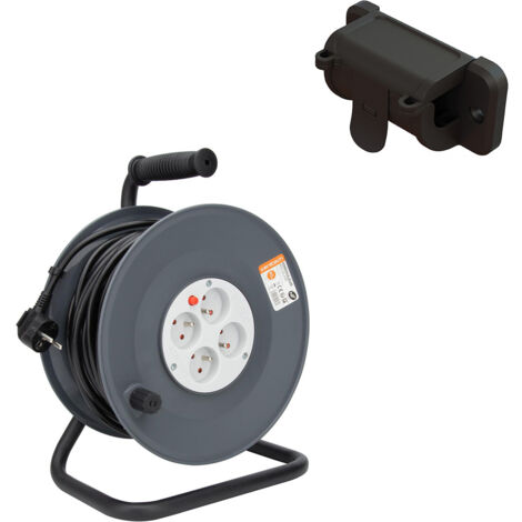 Enrouleur H05VV-F 4 prises 40m 3G1,5 + coupe-circuit + support - Zenitech (1/5)