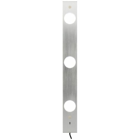 Réglette LED ultraplate 3 spots 6,2W + détecteur de mouvement - Inox brossé - Zenitech