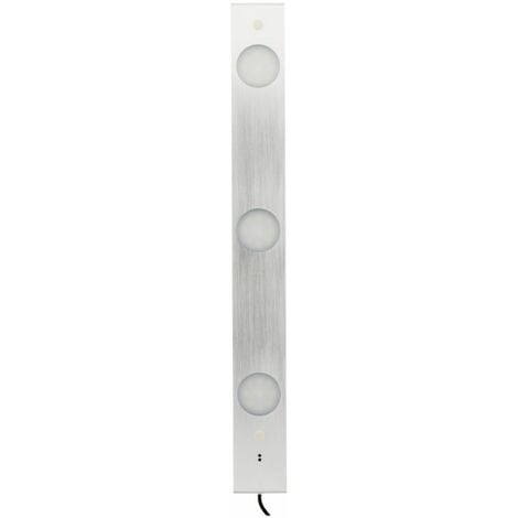 Réglette LED ultraplate 3 spots 6,2W + détecteur de mouvement - Inox brossé - Zenitech