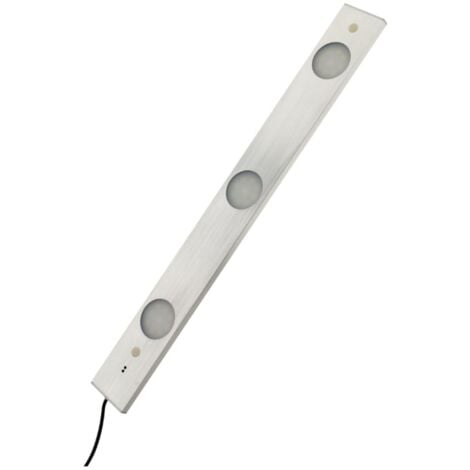 Réglette LED ultraplate 3 spots 6,2W + détecteur de mouvement - Inox brossé - Zenitech