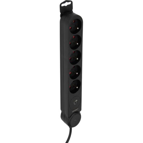 Bloc multiprise parafoudre 5x16A + interrupteur - Noir - Zenitech (1/4)