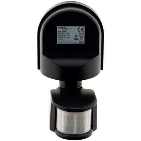 Détecteur de mouvement IP44 - tête orientable - 1200W - Noir - Elexity