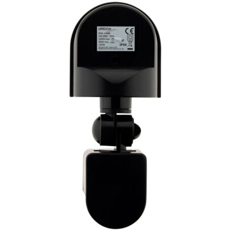 Détecteur de mouvement IP44 - tête orientable - 1200W - Noir - Elexity