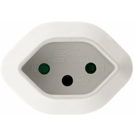 Adaptateur prise voyage Suisse vers France/UE - prise mâle France/UE vers prise femelle Suisse - Blanc - Zenitech