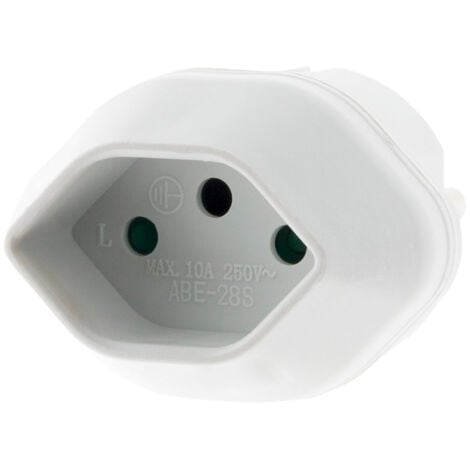 Adaptateur prise voyage Suisse vers France/UE - prise mâle France/UE vers prise femelle Suisse - Blanc - Zenitech