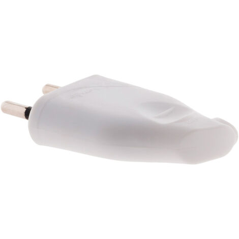 Fiche mâle 2P 6A latérale - Blanc - Zenitech
