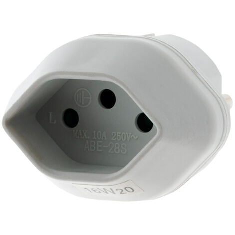 Adaptateur prise voyage Suisse vers France - prise mâle France vers prise femelle Suisse - Blanc - Zenitech
