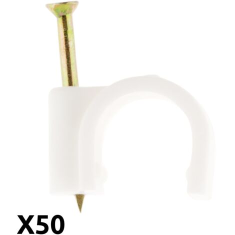 Zenitech – Lot de 50 crochets de fixation Ø20mm – Fixation clou béton – Pour câbles Ø20mm – Couleur blanc pour intégration discrète