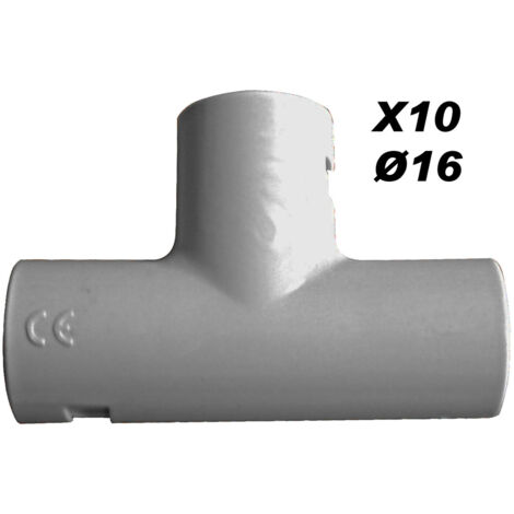 Zenitech – Lot de 10 Tés de dérivation pour tube IRL Ø16mm – Plastique gris – Fixation sécurisée pour installations électriques