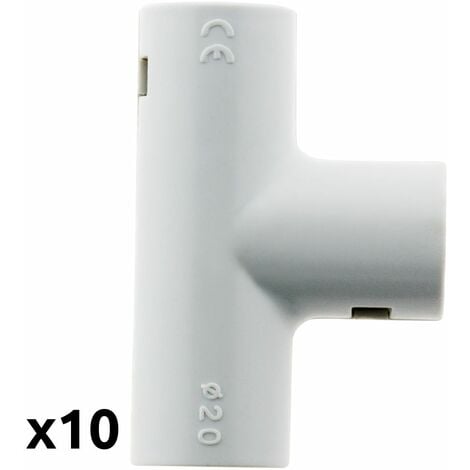 Lot de 10 Tés pour tube IRL Ø20mm - Gris - Zenitech
