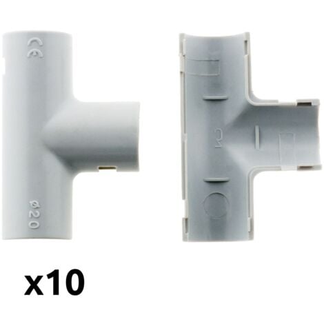 Lot de 10 Tés pour tube IRL Ø20mm - Gris - Zenitech