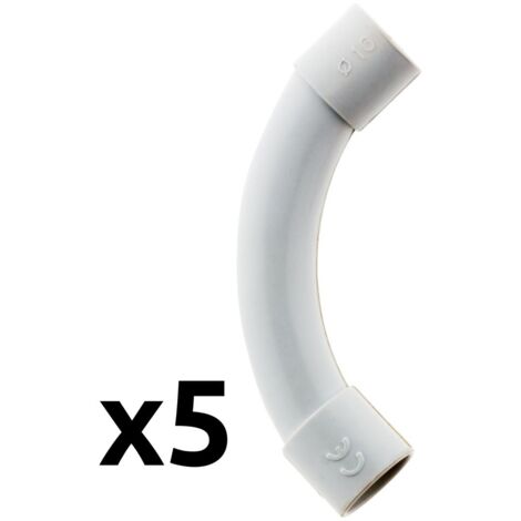 Zenitech – Lot de 5 courbes pour tube IRL Ø16mm – PVC rigide – Angle 90° – Emboîtable – Pour dérivations électriques