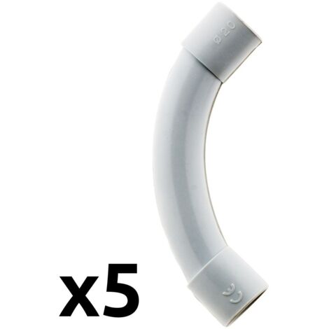 Zenitech – Lot de 5 courbes pour tube IRL Ø20mm – PVC rigide – Couleur gris – Pour dérivations électriques – Installation facile