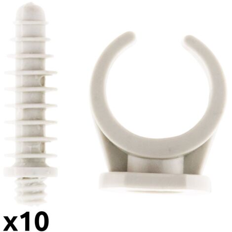 Zenitech – Lot de 10 clips avec chevilles Ø20mm – Fixation durable pour câbles – Installation rapide avec perçage Ø8mm – Couleur gris