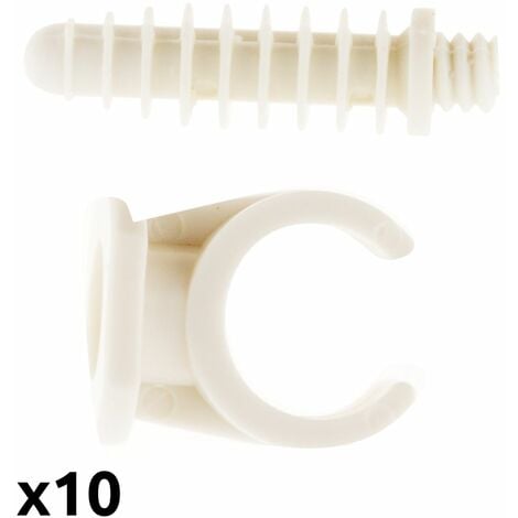 Lot de 10 clips avec chevilles Ø16mm - Blanc - Zenitech