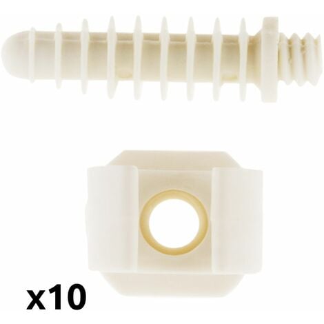 Lot de 10 clips avec chevilles Ø16mm - Blanc - Zenitech