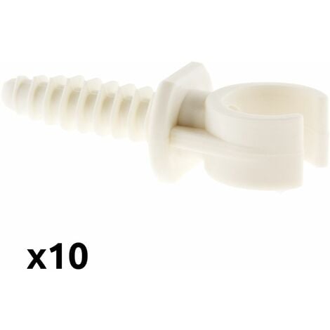 Lot de 10 clips avec chevilles Ø16mm - Blanc - Zenitech