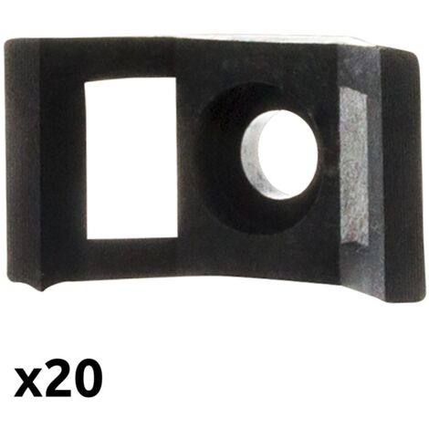 Zenitech – Lot de 20 embases à visser pour tubes – Fixation rapide sur surfaces variées – Compatible colliers de serrage – Noir